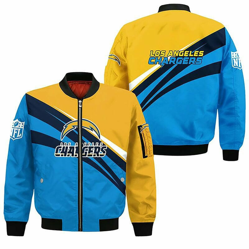 Los Angeles Chargers Blue Gold Bomber Jacket V15