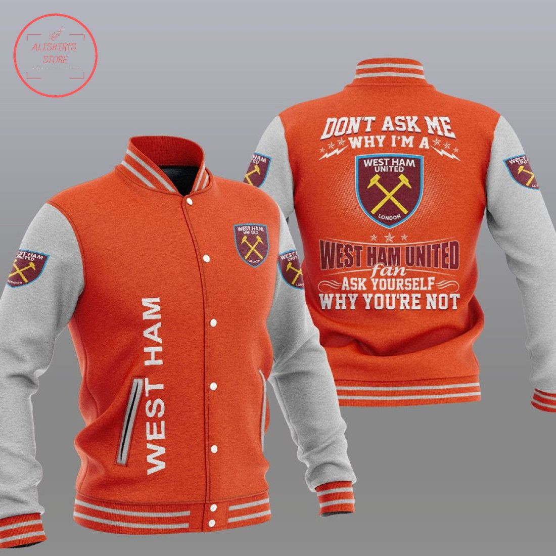 West Ham United FC Orange Why Not Baseball Jacket