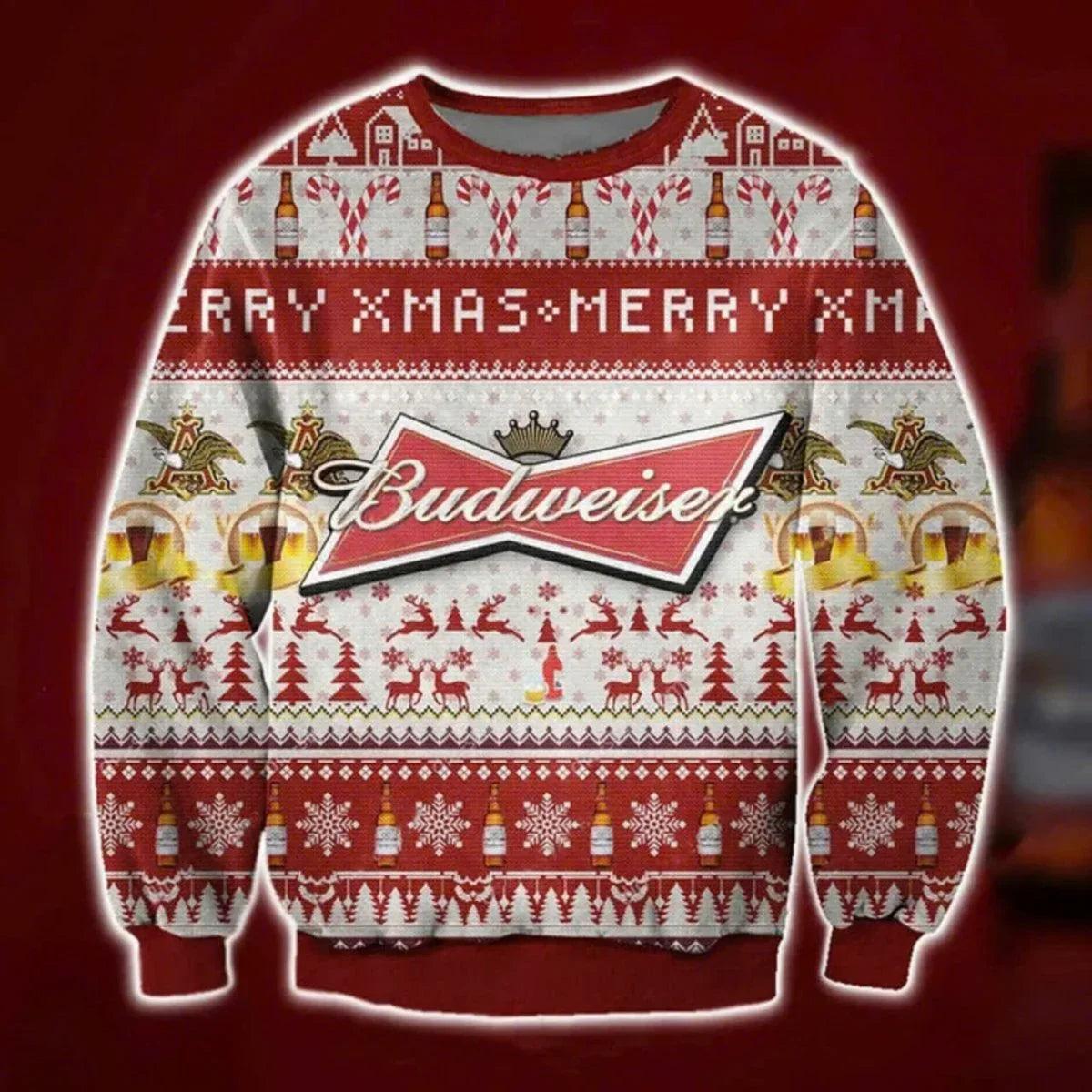 Budweiser Xmas Merry Ugly Christmas Sweater