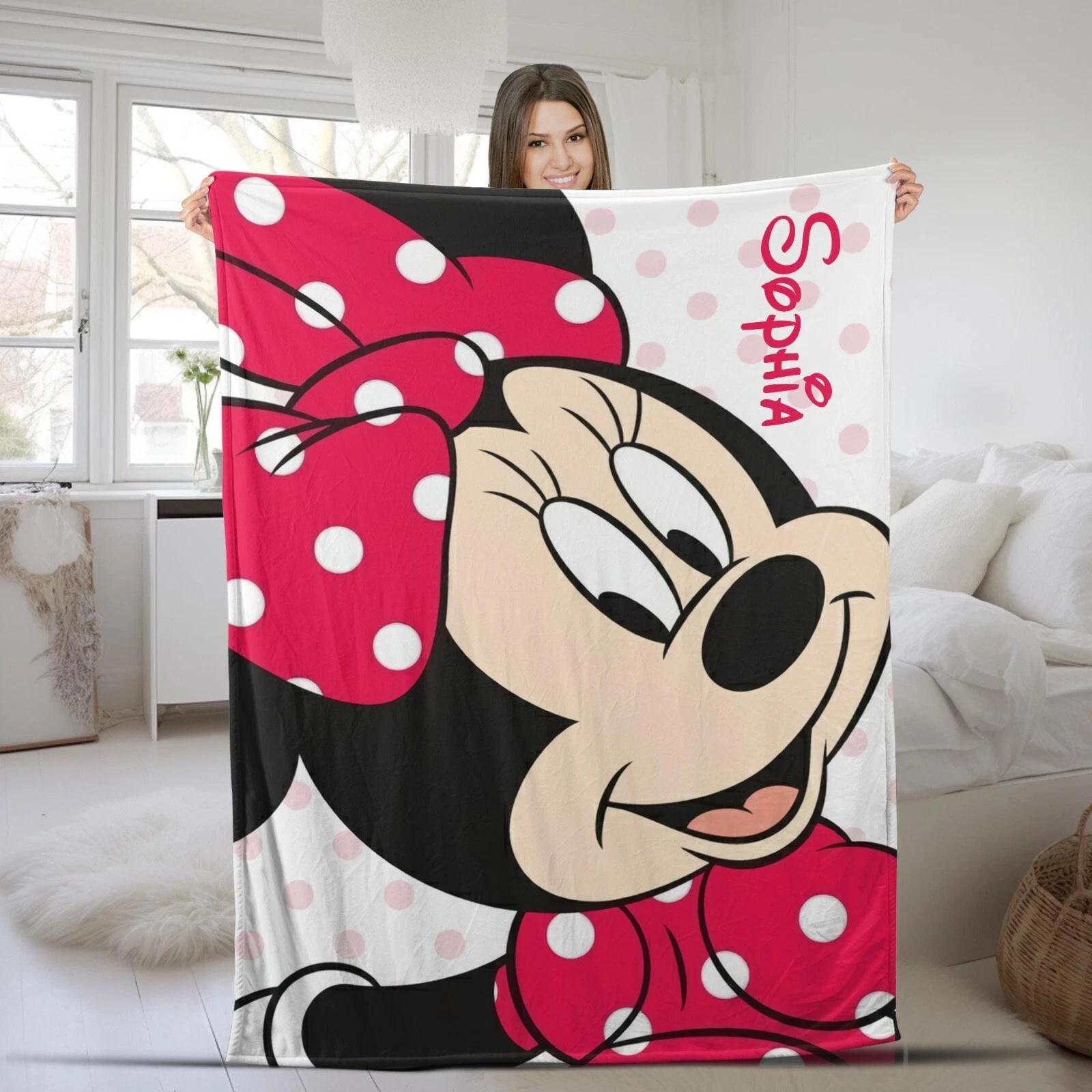 Personalized Minnie Mouse Blanket Minnie Mouse Fleece Sherpa Blanket