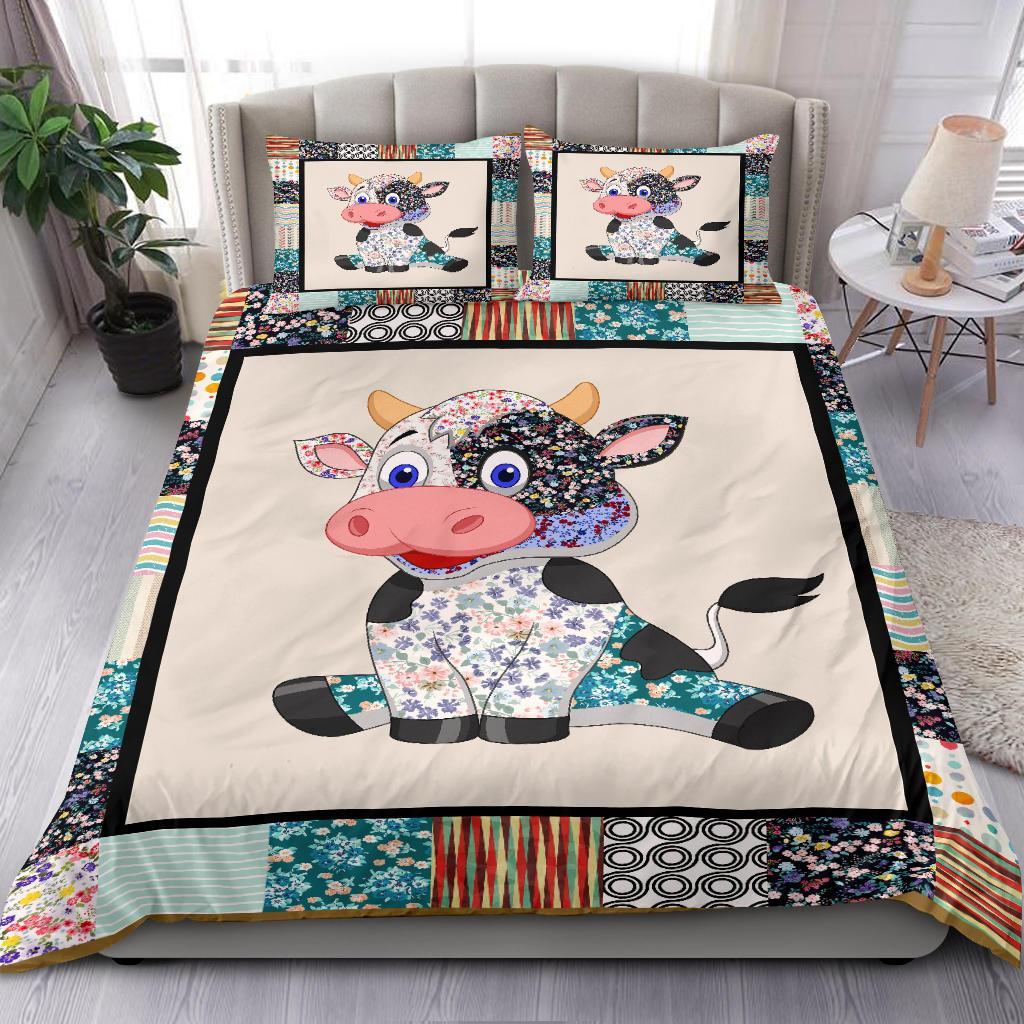 Cow Bedding Set Cartoon Cow Graphic Fabric Pattern Duvet Covers