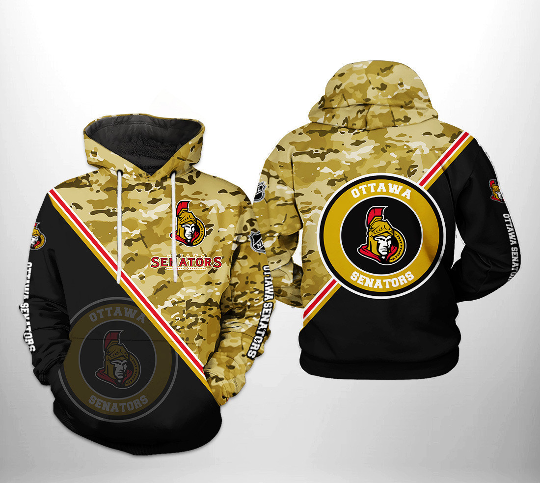 Ottawa Senators Camo Team 3D All Over Print Hoodie & Zip Hoodie