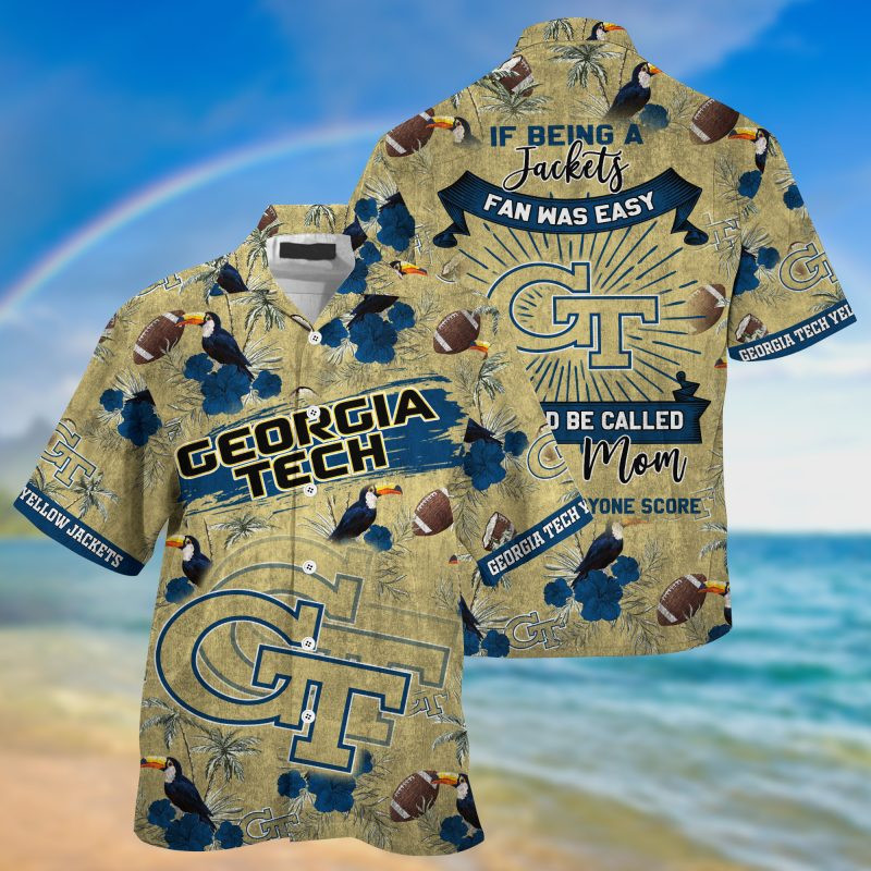 Georgia Tech Yellow Jackets Summer Hawaii Shirt For This Season Gift For Sport Lovers And Shorts Sporty Mom Lets Everyone Score