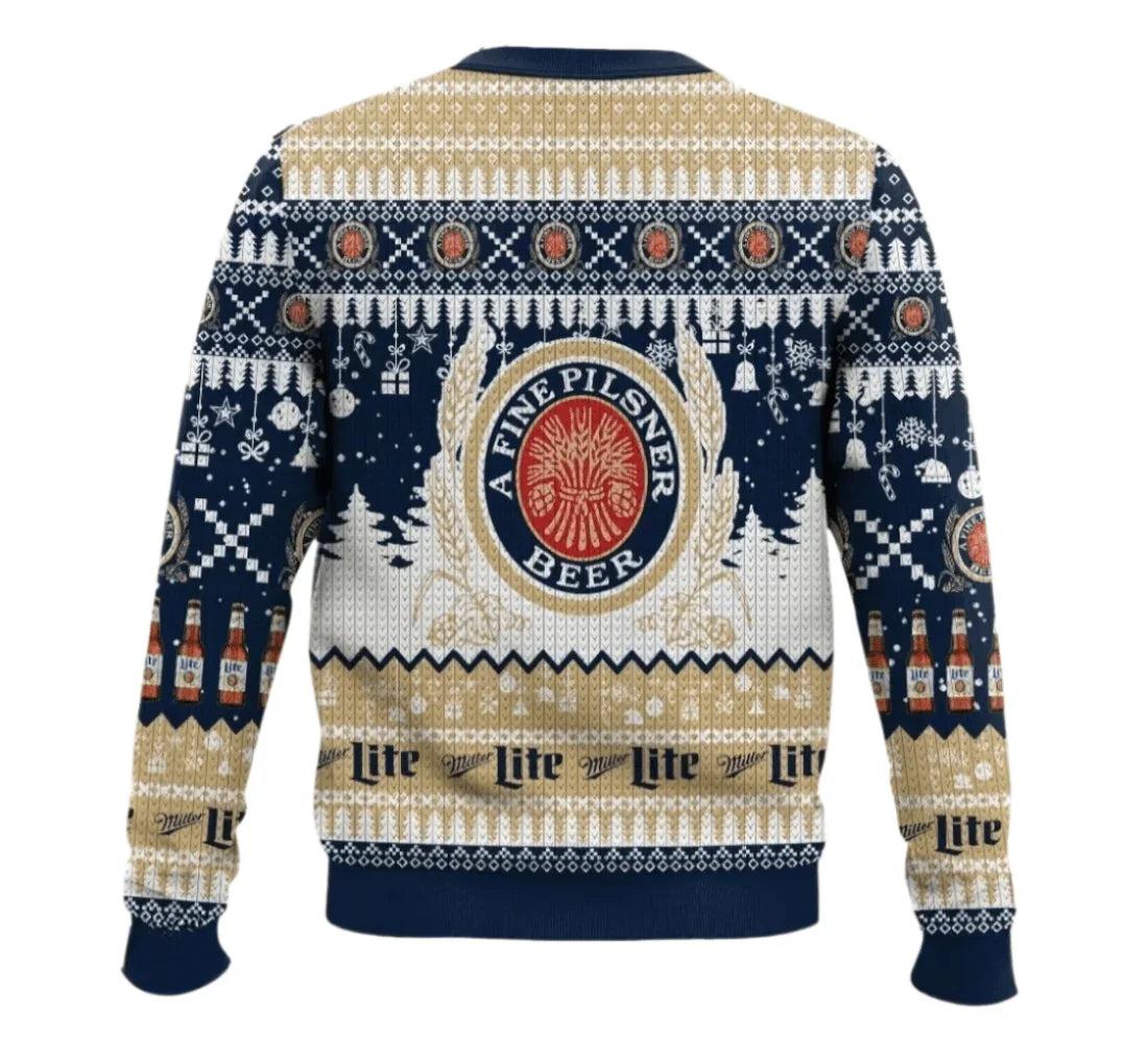 Miller Lite Christmas Peaceful Night Ugly Christmas Sweater