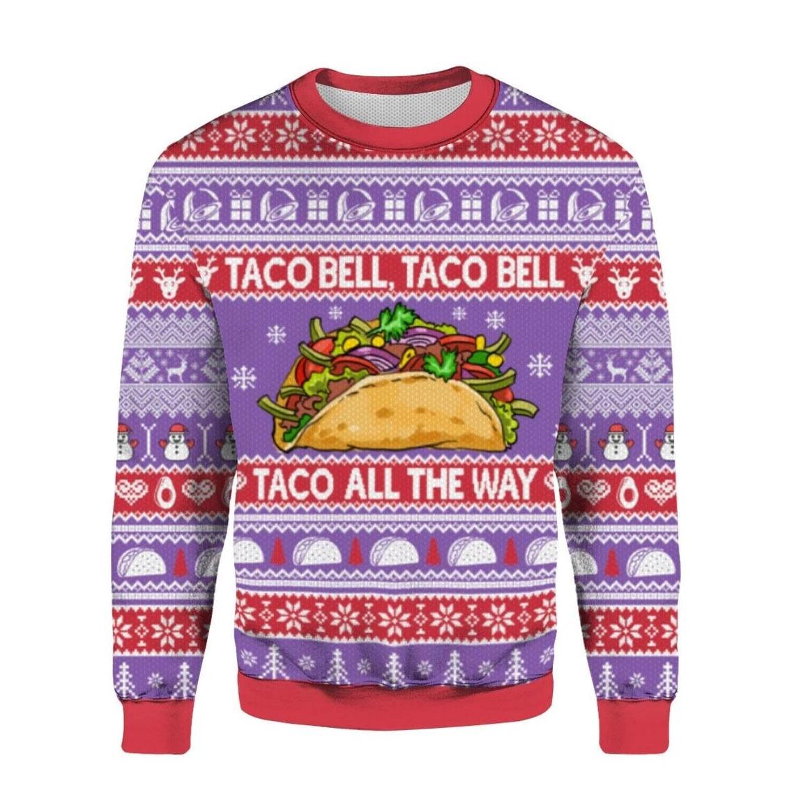 Taco Bell Taco All The Way Ugly Christmas Sweater