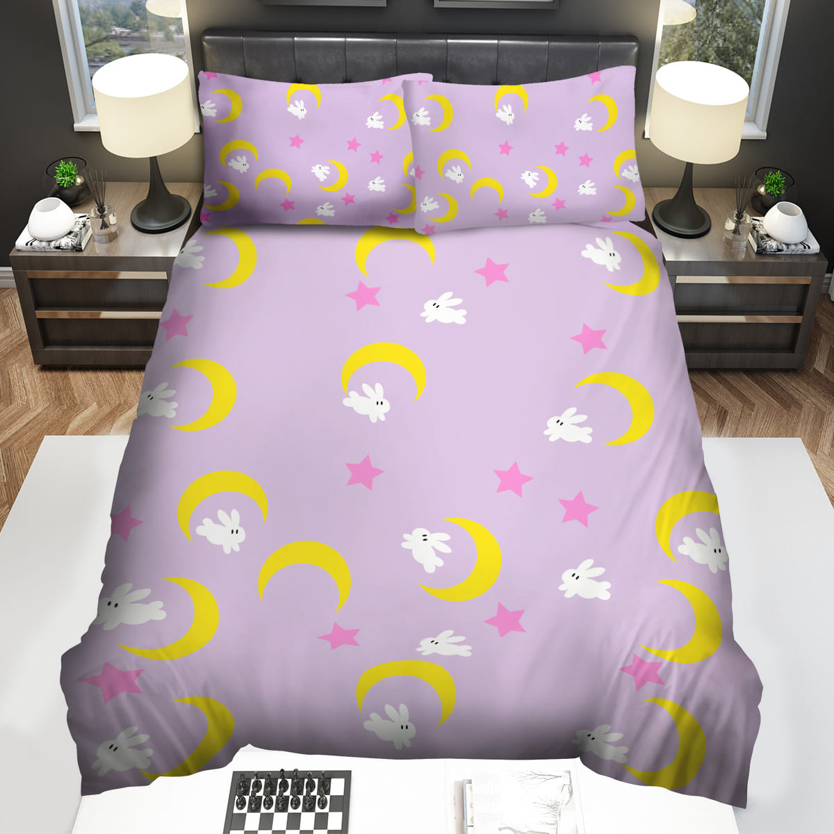 Sailor Moon Bedding Set Sailor Moon White Bunny And New Moon Pattern Duvet Covers