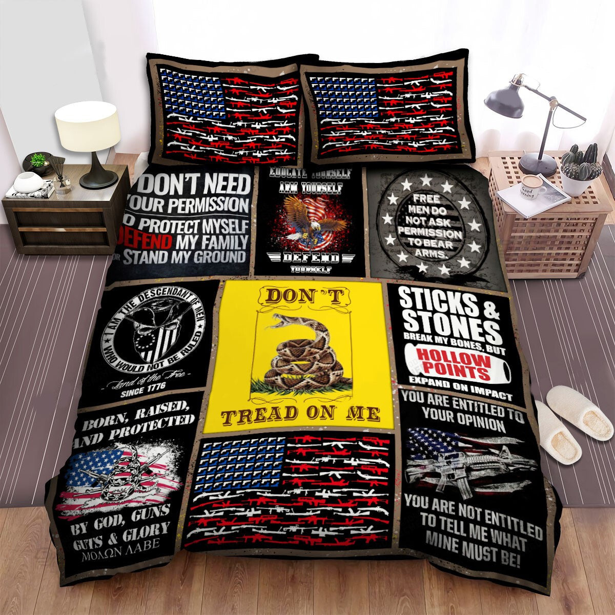 Veteran Bedding Set Free Men Do Not Ask To Permission To Bear Arms Duvet Covers