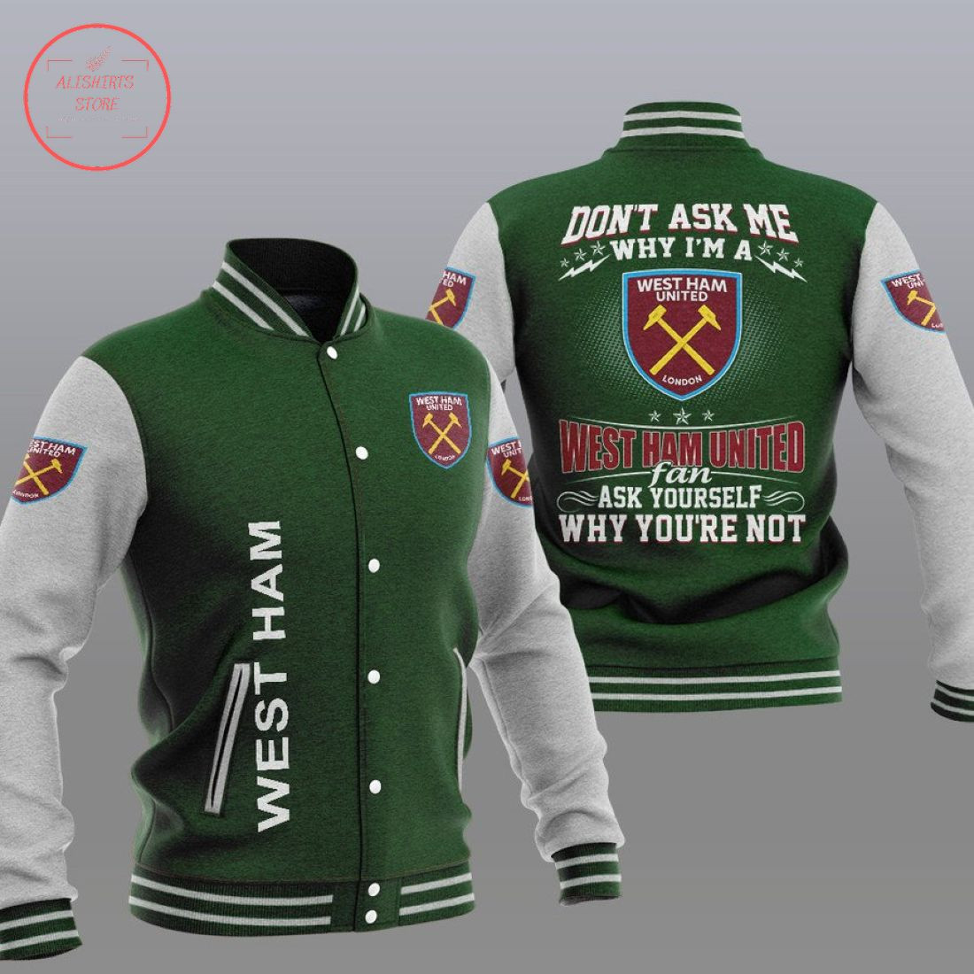 West Ham United FC Green Why Not Baseball Jacket