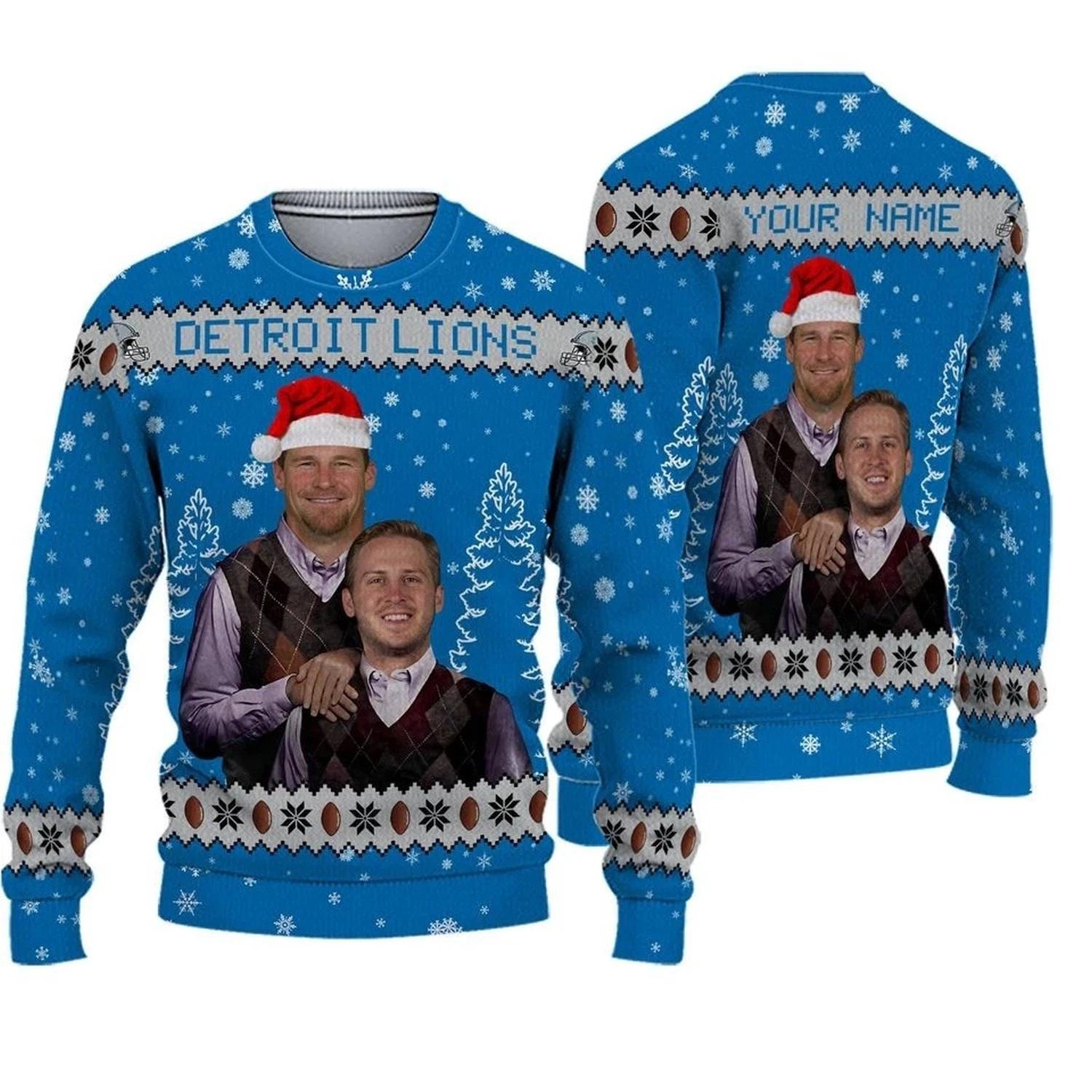 Jared Goff Dan Campbell DL Football Ugly Christmas Sweater
