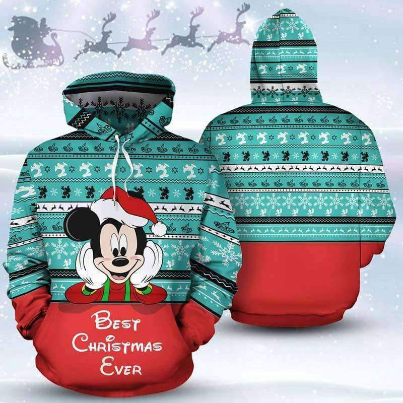 Mickey Best Chrismas Ever Ugly Christmas Sweater Pattern 3D All Over Print Hoodie & Zip Hoodie