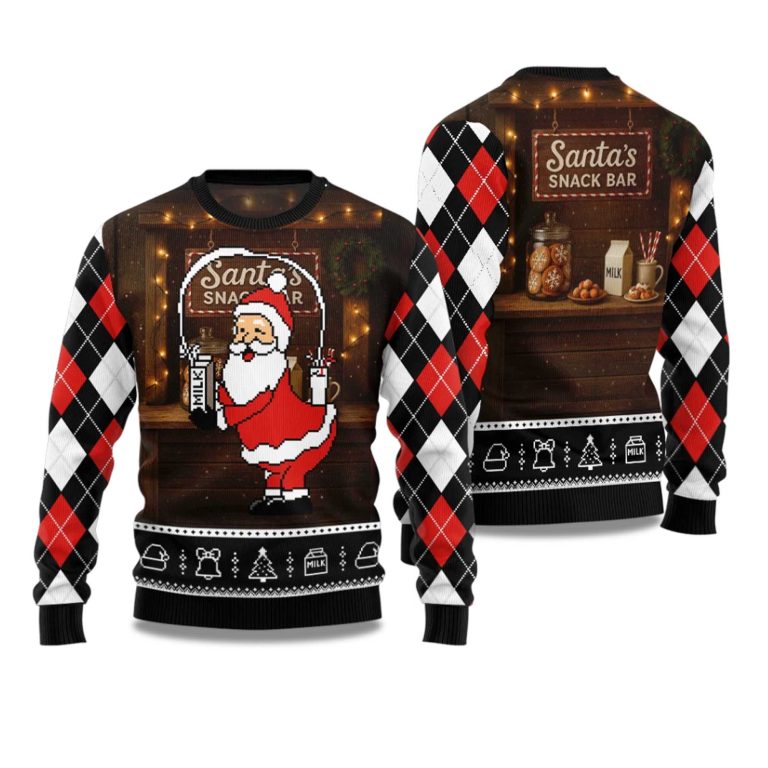 2025 Santa?s Snack Bar Ugly Christmas Sweater
