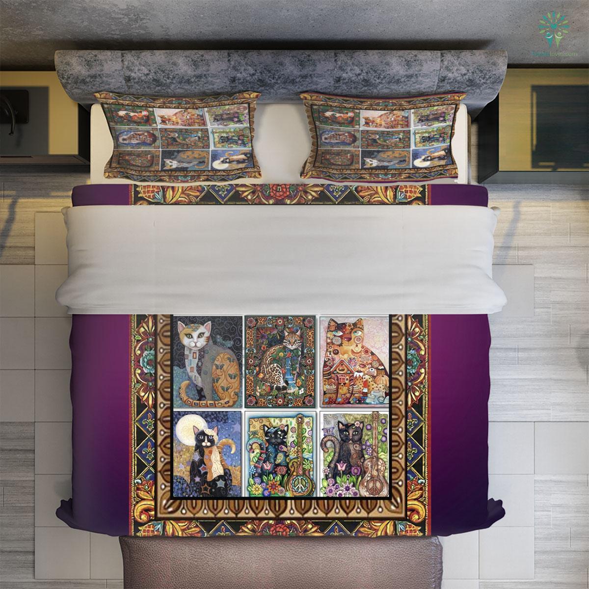 Cat Bedding Set Tapestry Cat And Flower Duvet Covers