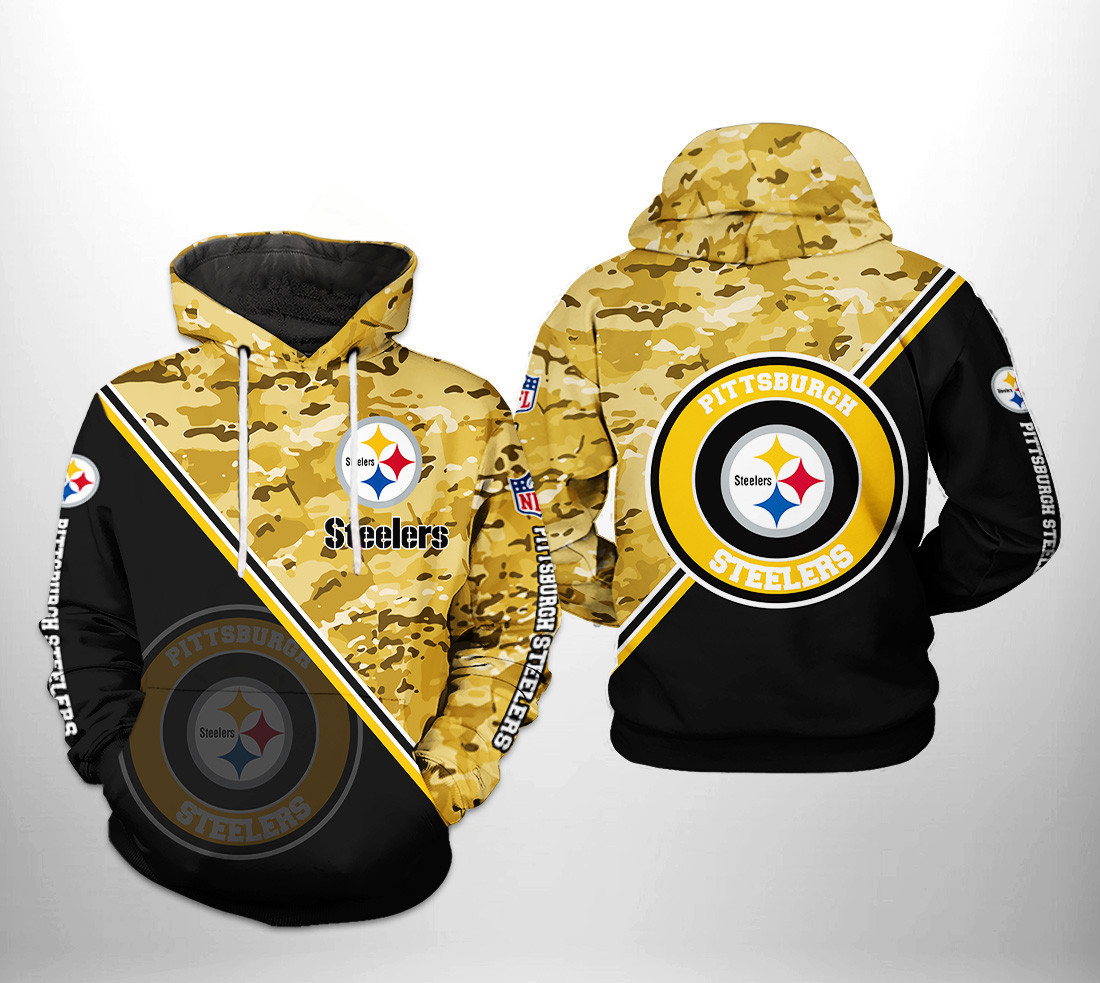 Pittsburgh Steelers Camo Team 3D All Over Print Hoodie & Zip Hoodie