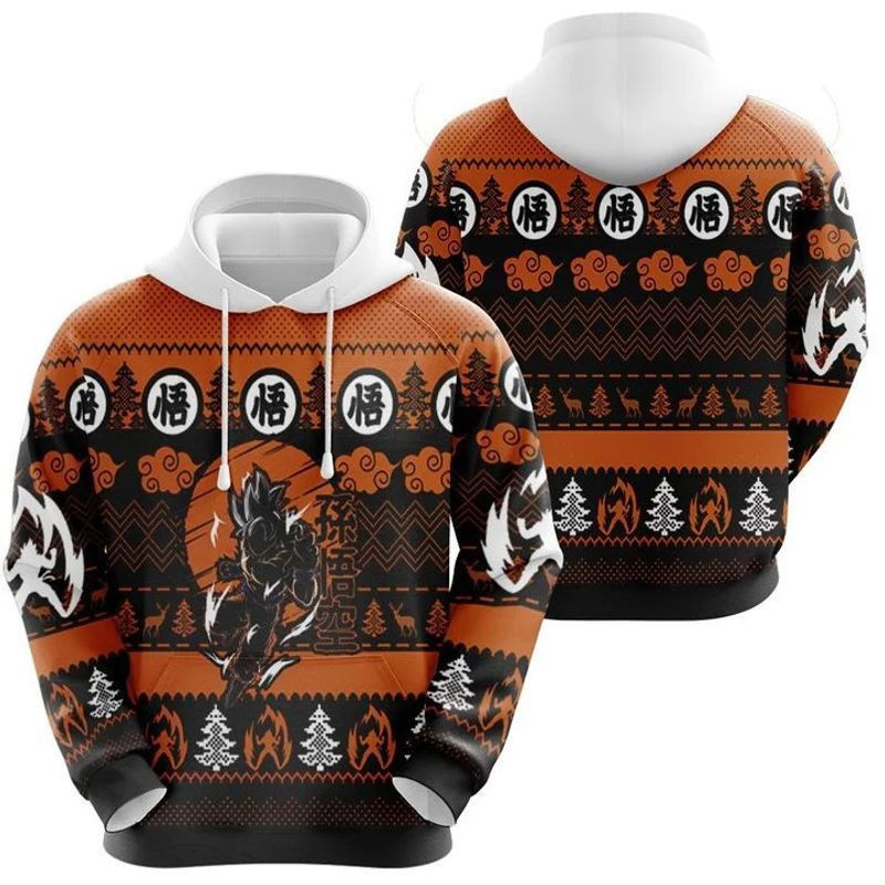 Son Goku Super Saiyan Fighting Dragon Ball Christmas Knitting Over Print 3d Hoodie Zip Hoodie
