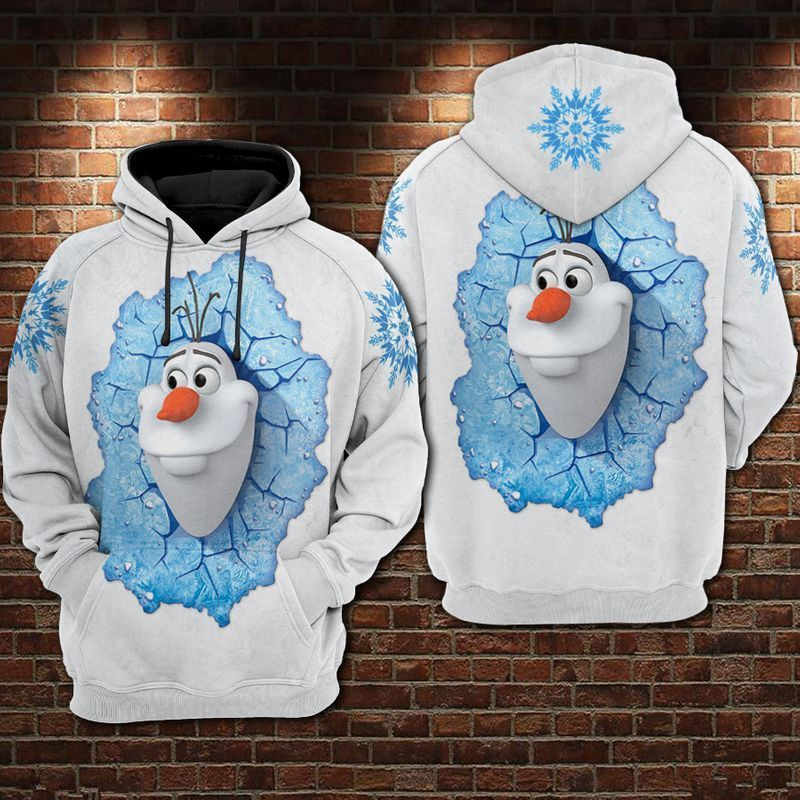 Olaf Frozen Over Print 3d Hoodie Zip Hoodie