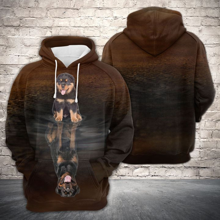 Cute Rottweiler Reflection 3D All Over Print Hoodie & Zip Hoodie