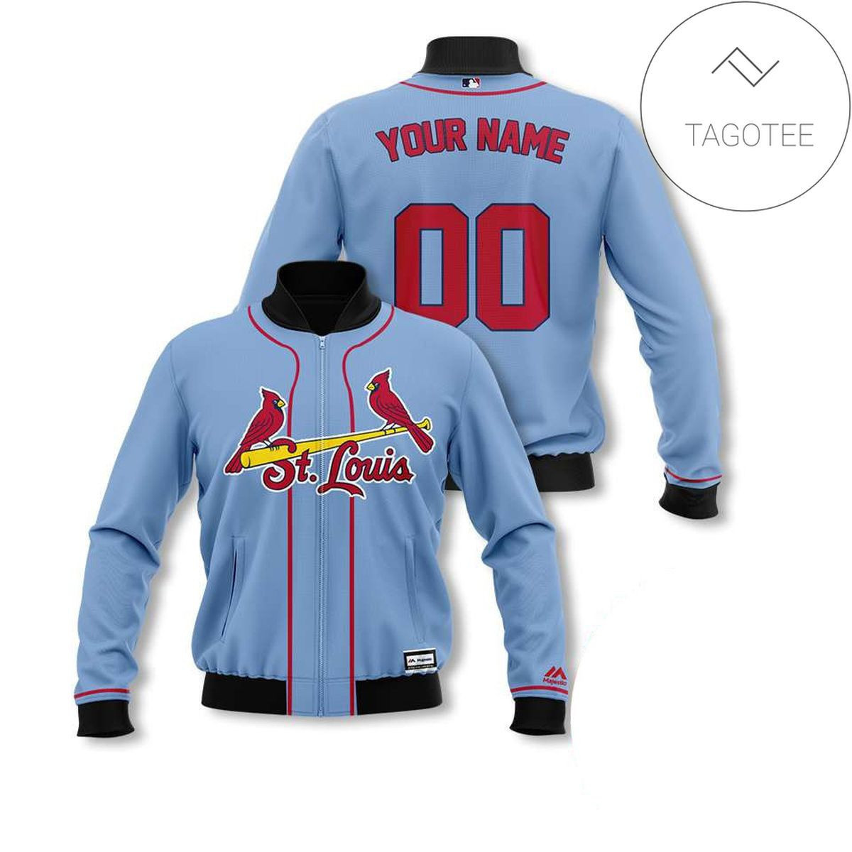 St. Louis Cardinals Custom Name Number Light Blue Bomber Jacket