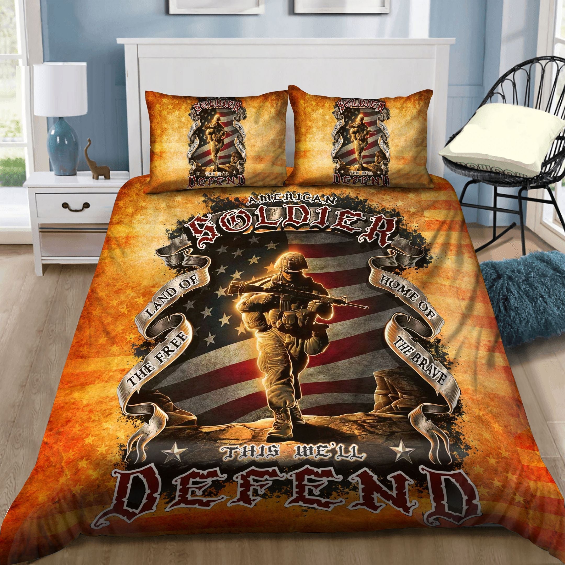Veteran Bedding Set American Soldier This We Will Defend Duvet Covers