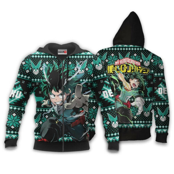Izuku Midoriya Ugly Christmas Sweater Anime My Hero Academia 2k47 Cartoon 3d Hoodie Zip Hoodie 588