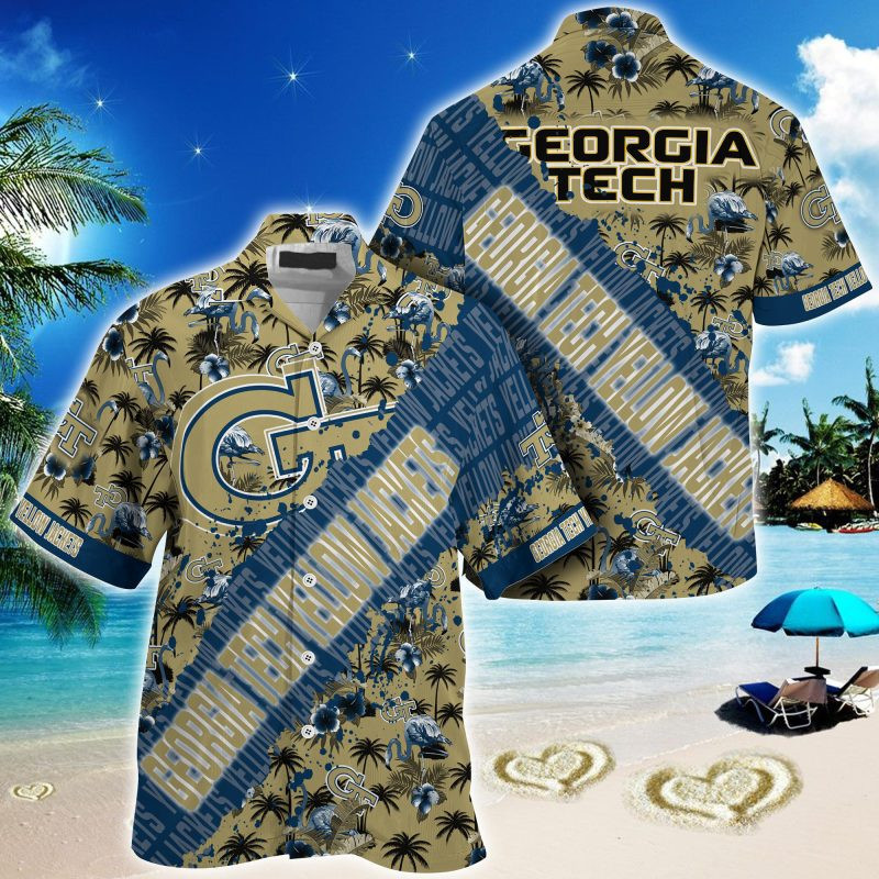 Georgia Tech Yellow Jackets Trending Summer Hawaii Shirt For This Season Gift For Sport Lovers With Tropical Patterns