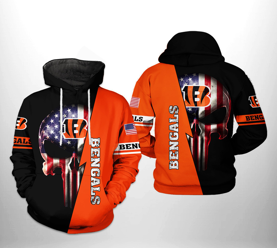 Cincinnati Bengals US Flag Skull Team 3D All Over Print Hoodie & Zip Hoodie