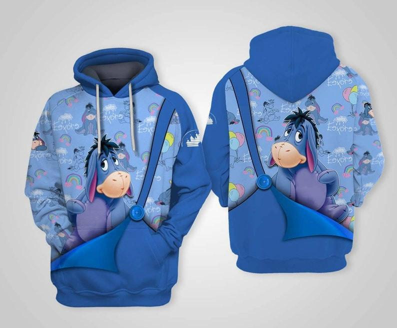 Winne-the-pooh Cartoon Fan Gift, Eeyore Donkey All Over Print Hoodie, Zip Hoodie