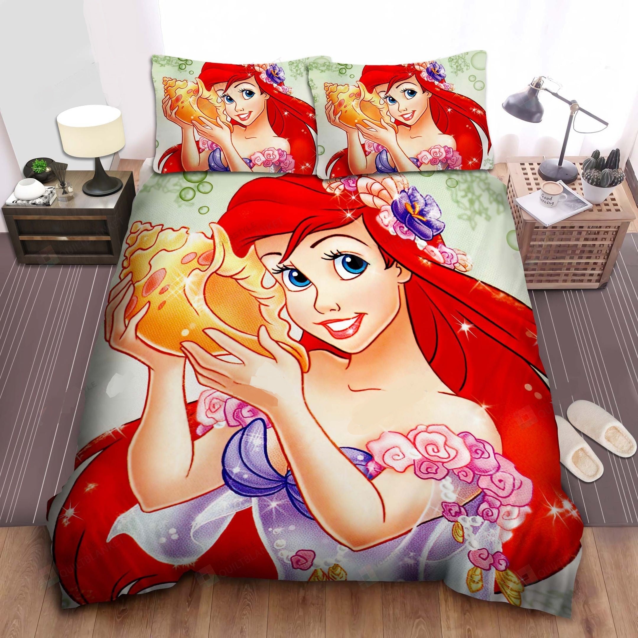 Little Mermaid Bedding Set DN Princess Ariel With Sea Shell Duvet Covers