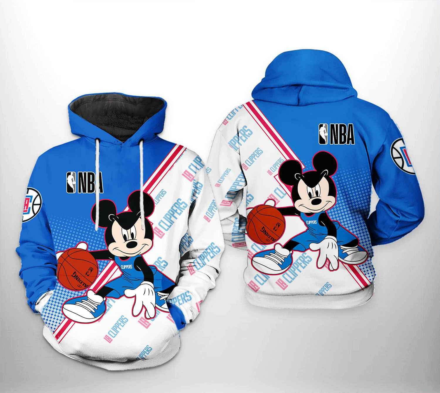 LA Clippers Mickey 3D All Over Print Hoodie & Zip Hoodie