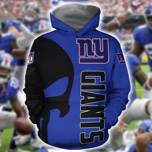 New York Giants Skull New York Giants 3D All Over Print Hoodie & Zip Hoodie