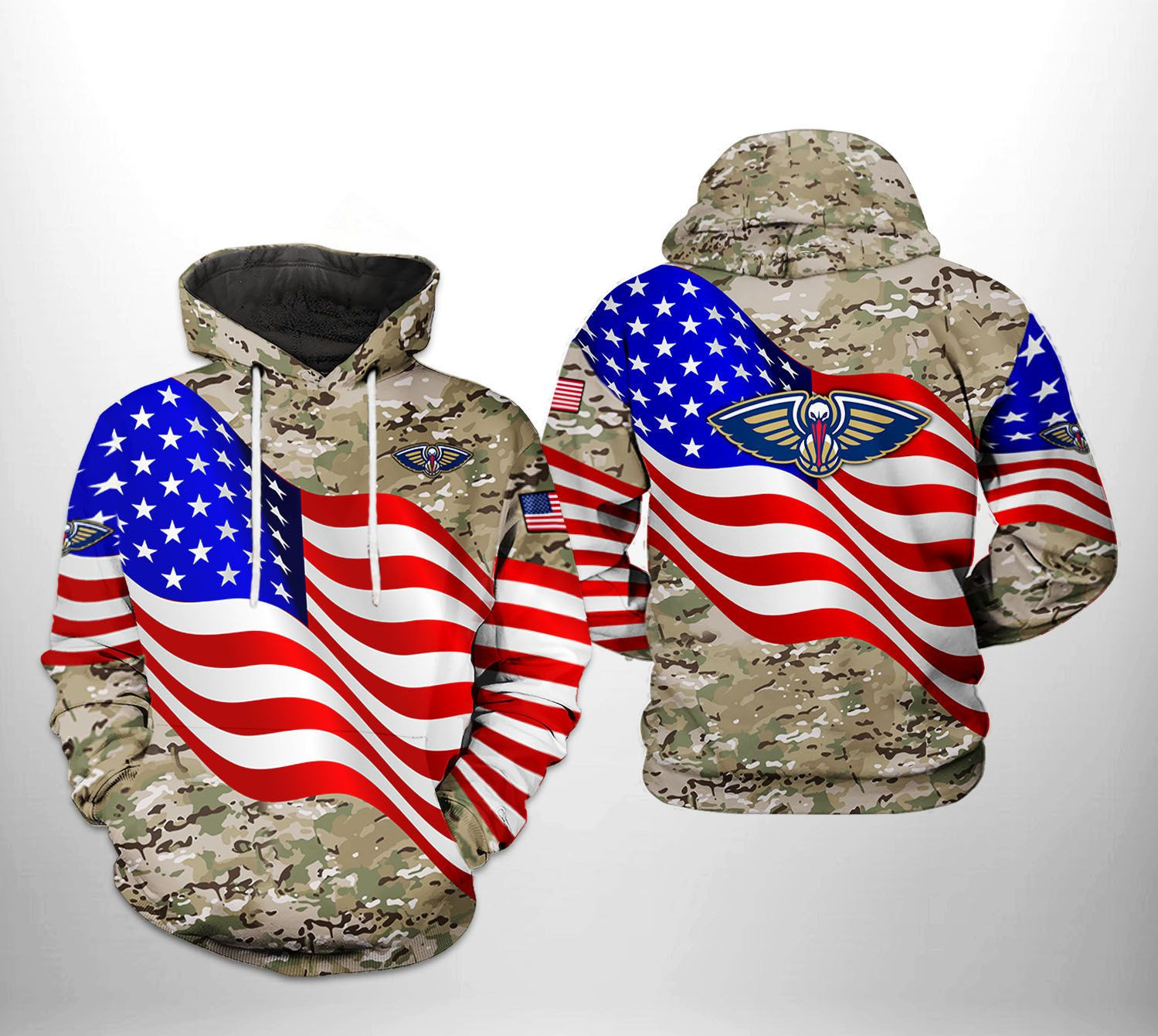 New Orleans Pelicans US Flag Camo Veteran Team 3D All Over Print Hoodie & Zip Hoodie
