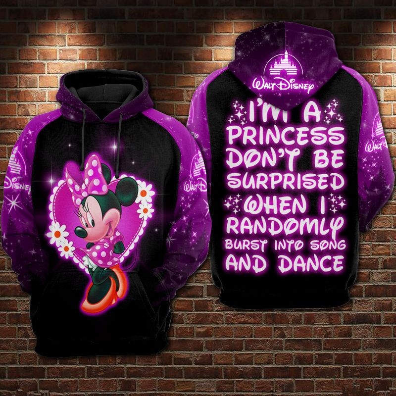 I Am A Princess Minnie Over Print 3d Hoodie Zip Hoodie 489