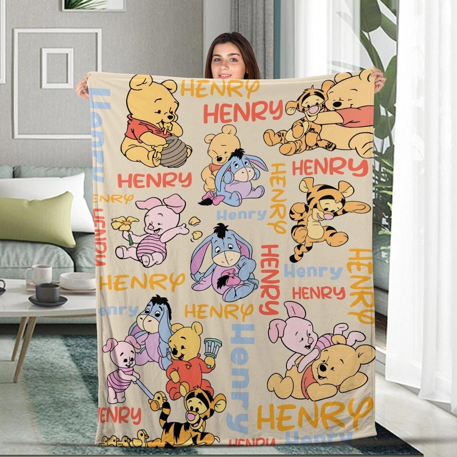 Personalized Name Blanket Personalized Classic Winnie The Pooh Fleece Sherpa Blanket
