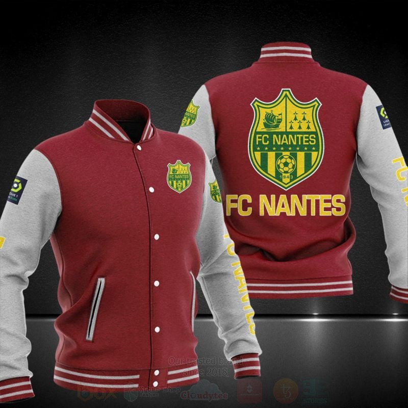 FC Nantes Maroon White Baseball Jacket