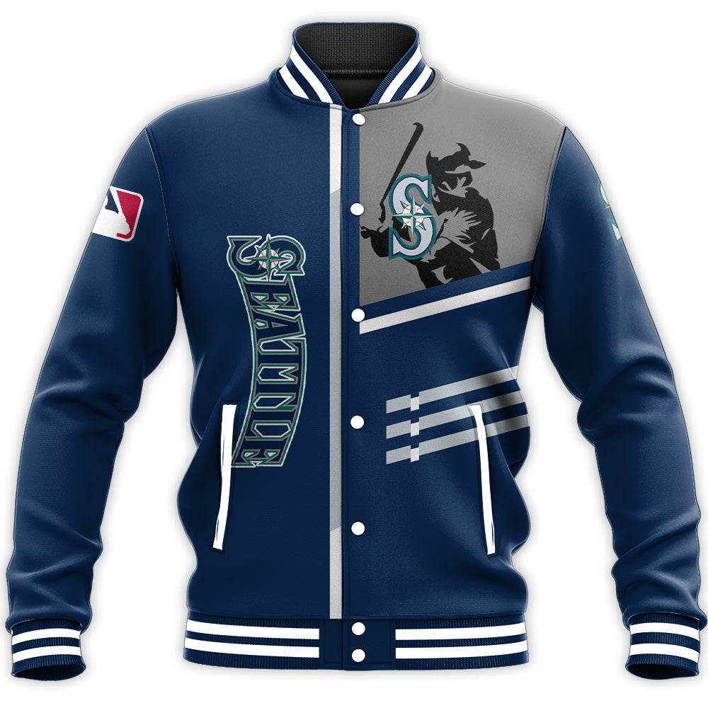 Seattle Mariners Custom Name Number Navy Baseball Jacket
