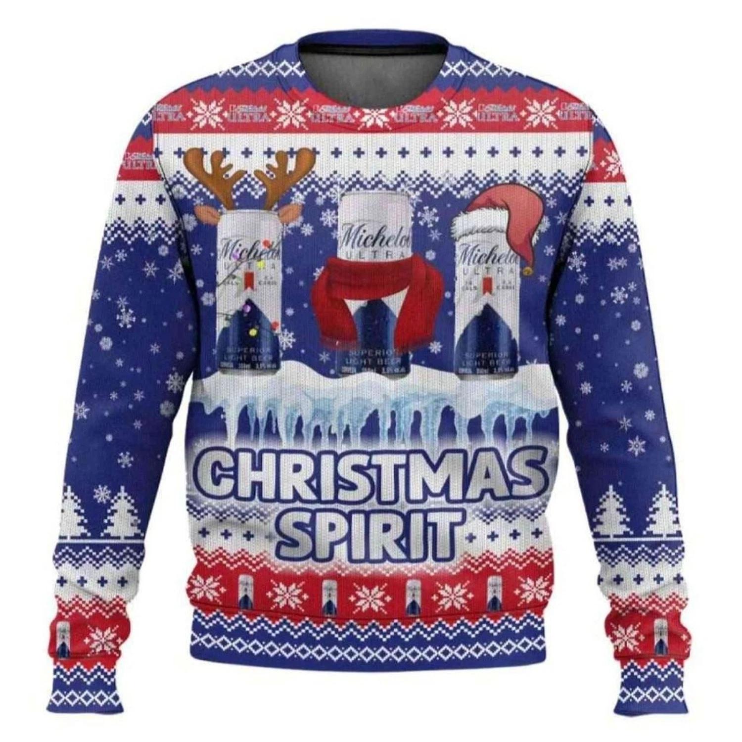 Michelob Ultra Christmas Spirit Ugly Christmas Sweater