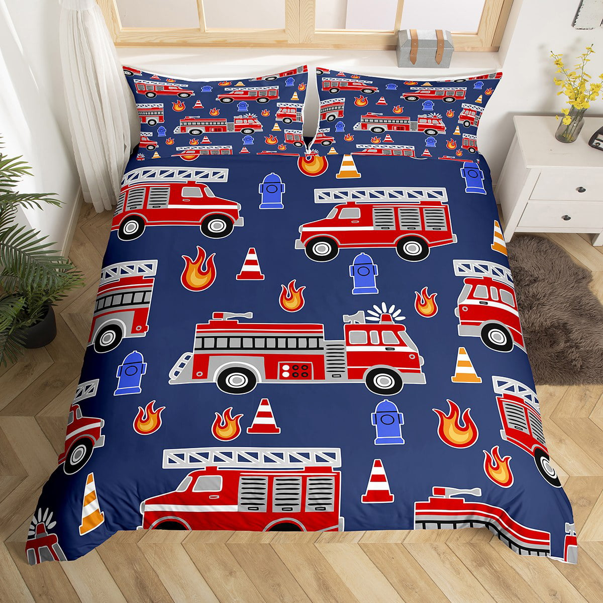 Firefighter Bedding Set Fire Fighting Accessories Pattern Duvet Covers