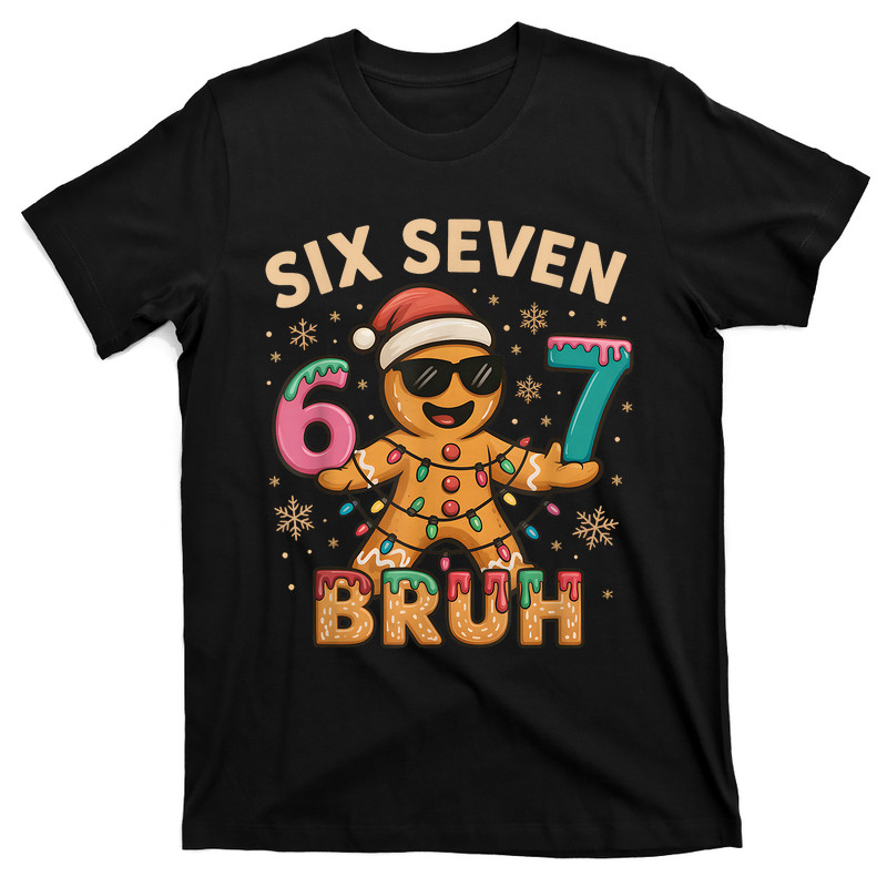 Bruh 67 Christmas Six Seven Gingerbreadman Boys 67 Christmas T-Shirt