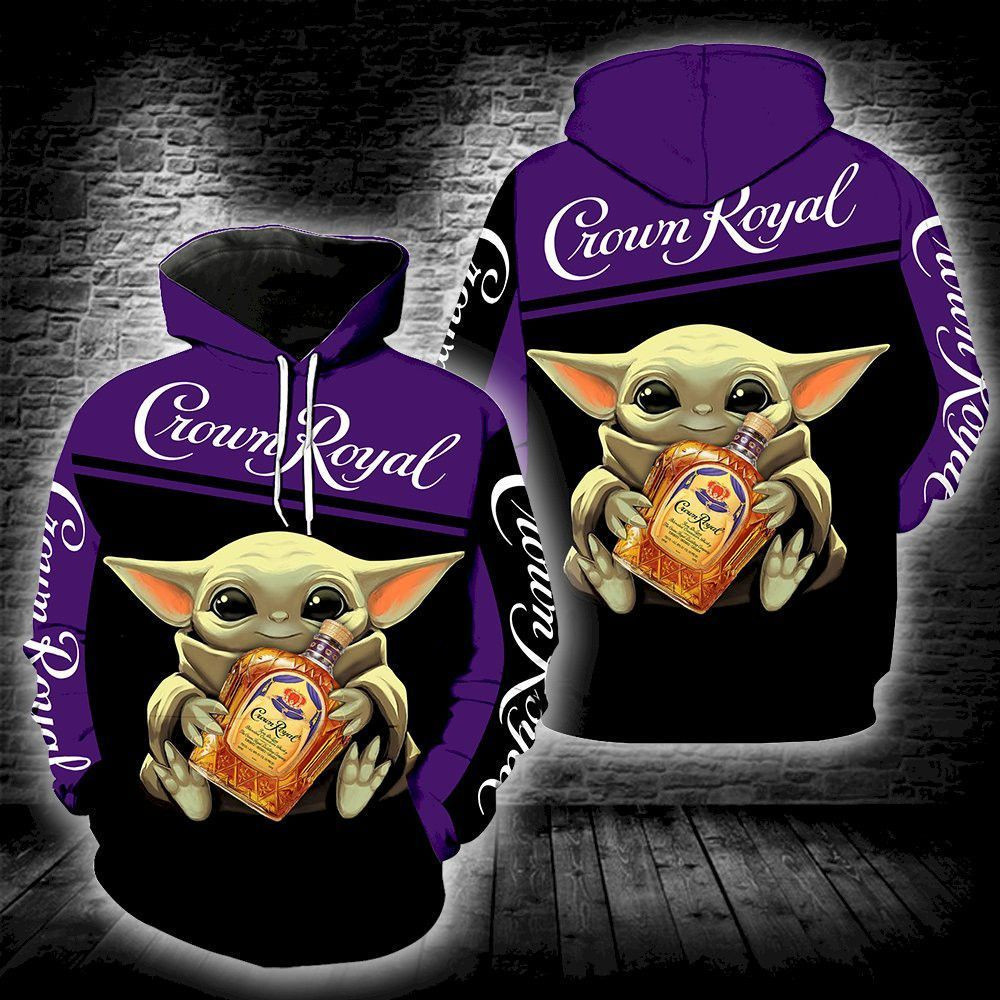Crown Royal Baby Yoda Full 3D All Over Print Hoodie & Zip Hoodie