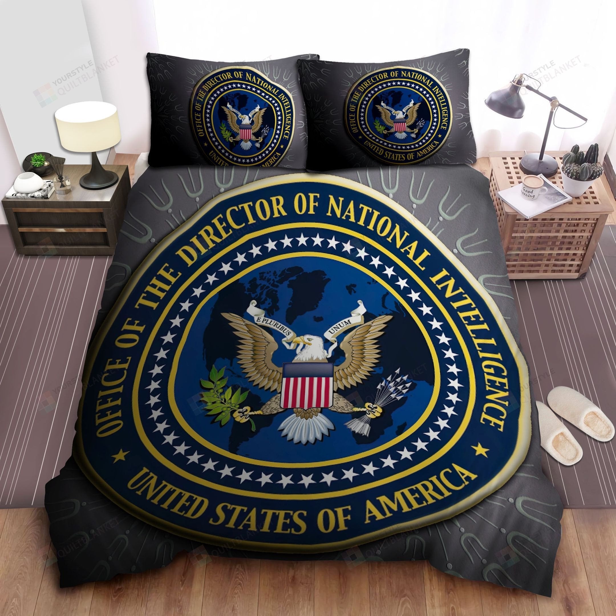 Veteran Bedding Set US Navy Crest Symbol Graphic Duvet Covers Gray