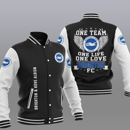 Brighton & Hove Albion FC Black Grey One Team Baseball Jacket