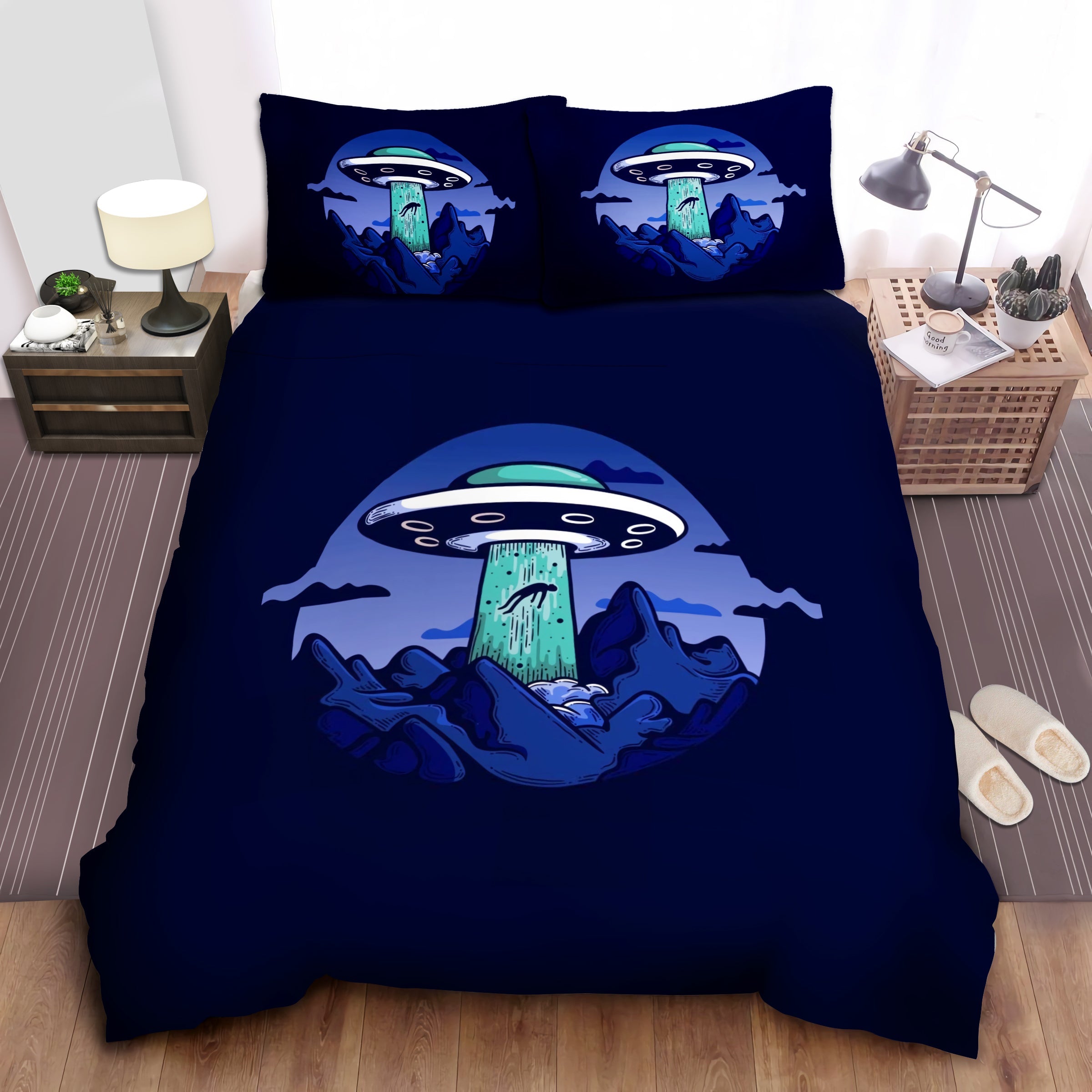 UFO Bedding Set UFO Abducting Human Graphic Duvet Covers
