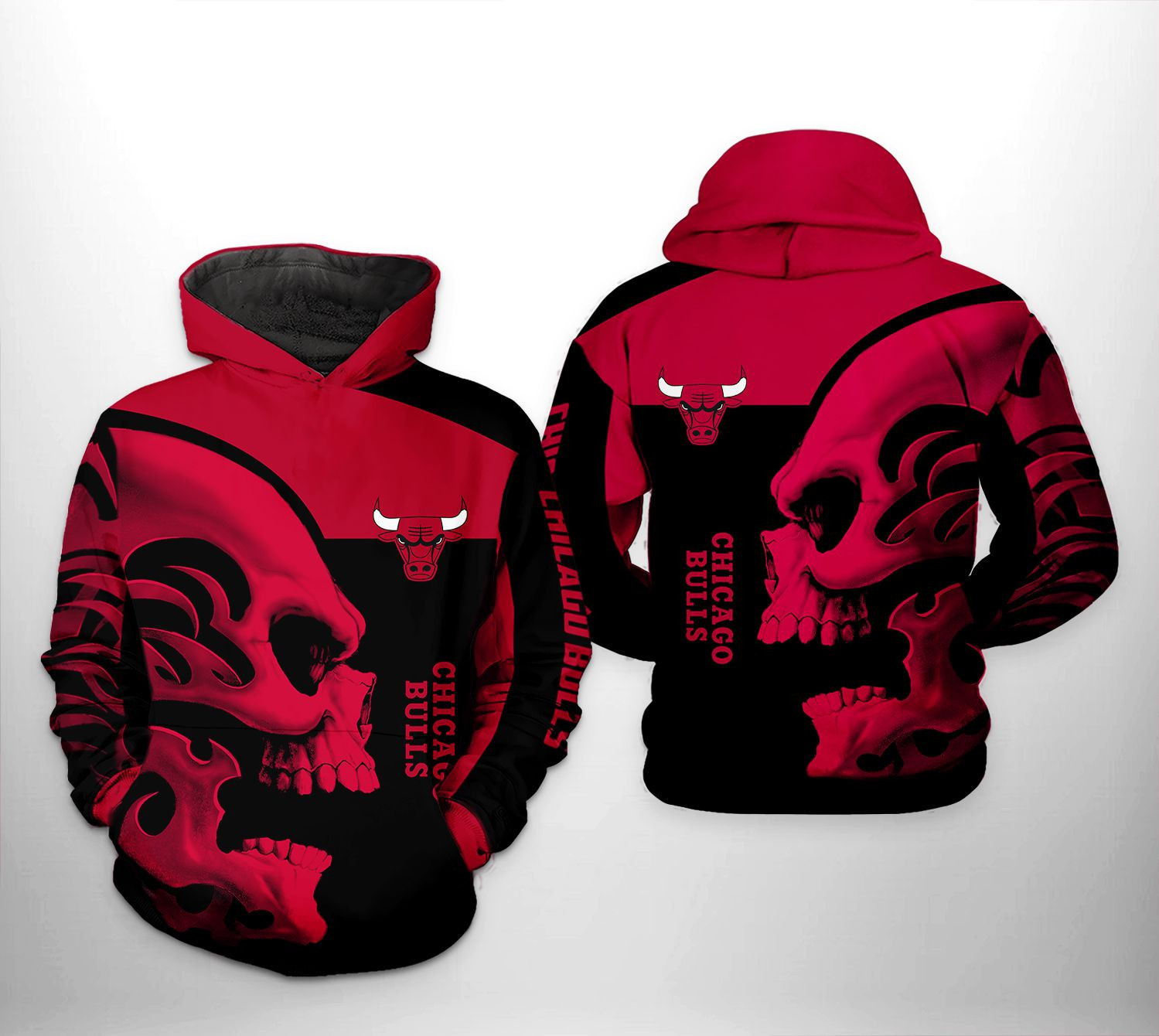 Chicago Bulls Skull Team 3D All Over Print Hoodie & Zip Hoodie