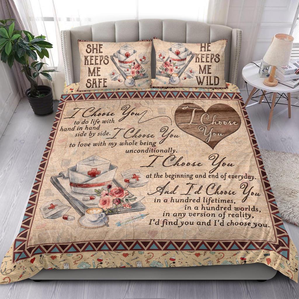 Nurse Bedding Set Nurse I Choose You She Keeps Me Safe Duvet Covers