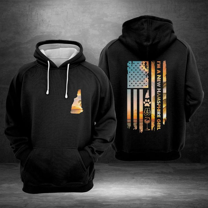 New Hampshire Us Girl 3D All Over Print Hoodie & Zip Hoodie
