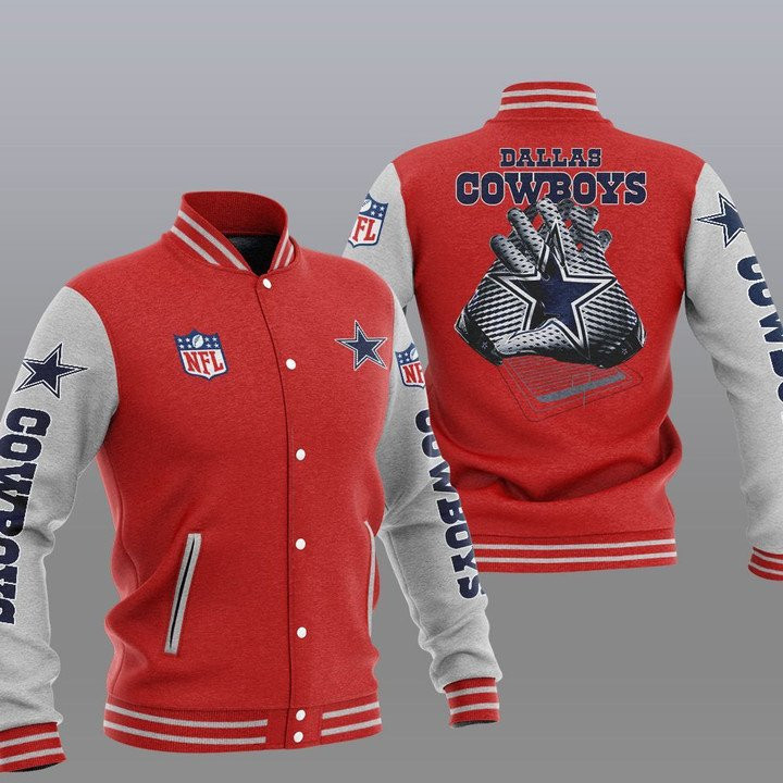 Cowboys Red Grey 2 Hand Baseball Jacket