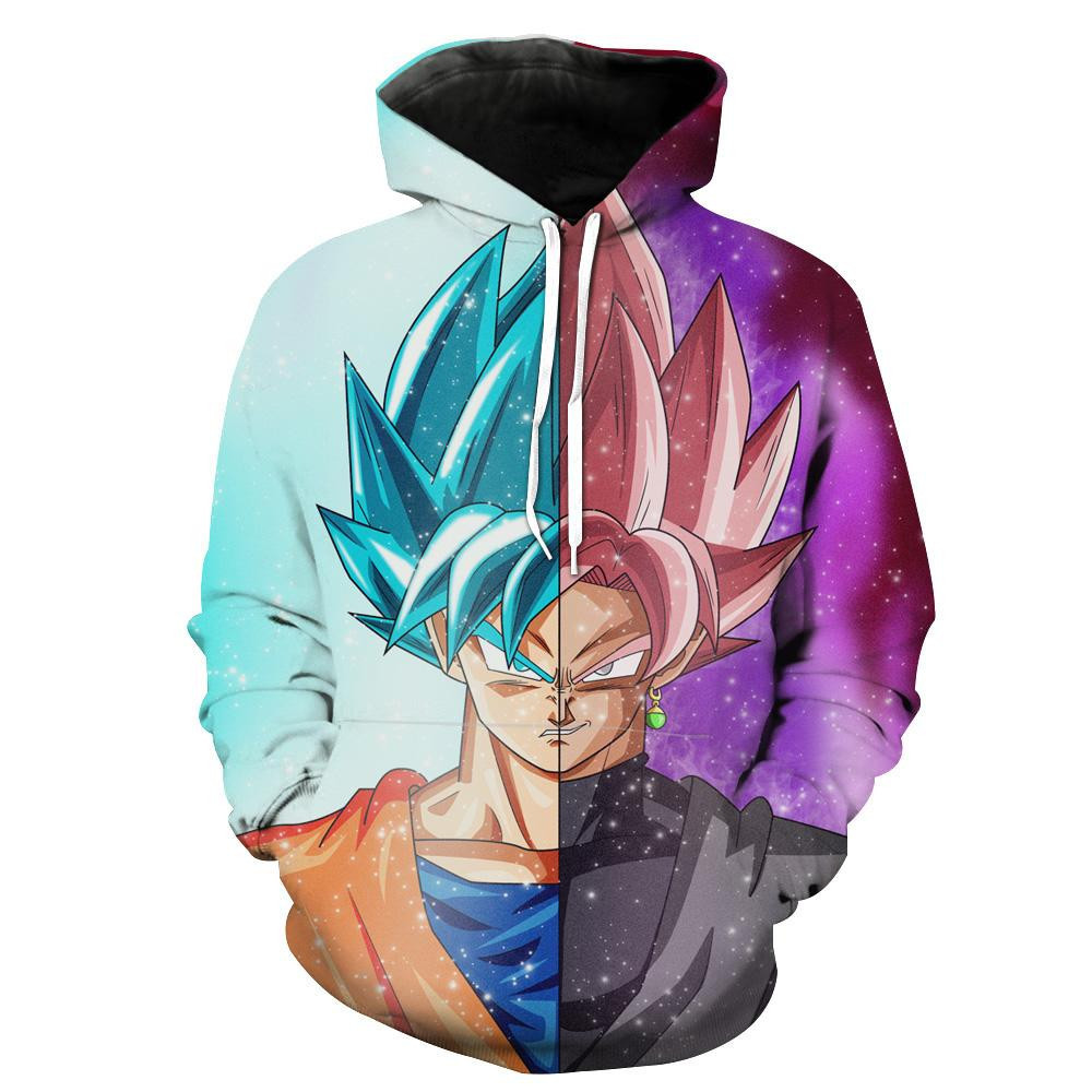 Dragon Ball Super Half Rose Goku Black And Goku Blue 3D All Over Print Hoodie & Zip Hoodie