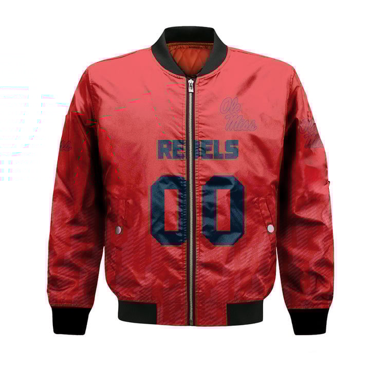 Ole Miss Rebels Custom Text Number Red Ombre Bomber Jacket