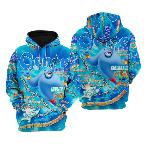 Aladdin Genie Words Pattern Cartoon Graphic Outfits Aop Hoodie, Zip Hoodie 267
