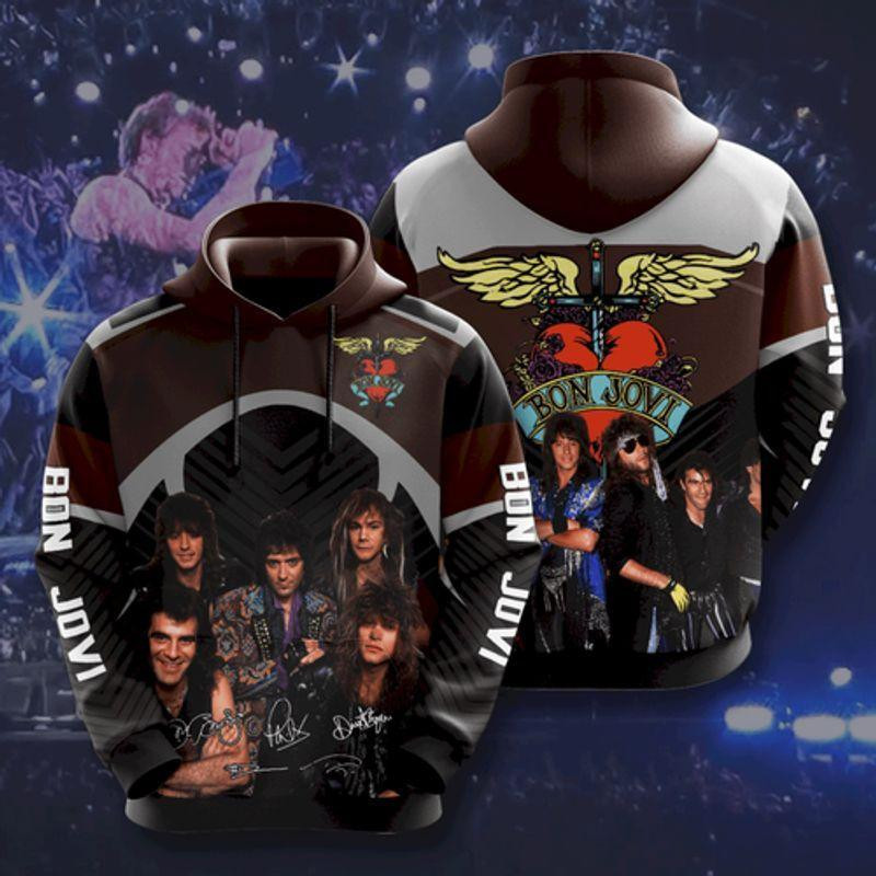 Bon Jovi Music Band Fan Gift, Bon Jovi Signature All Over Print Hoodie