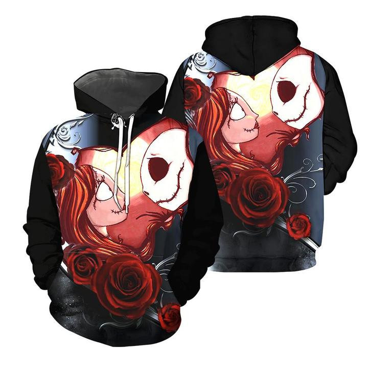Jack Skellington Sally Romance Art 3D All Over Print Hoodie & Zip Hoodie